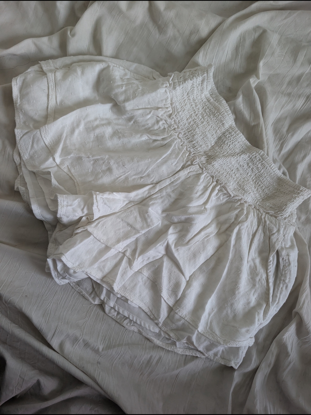 Hollister White Smocked Waist Skort